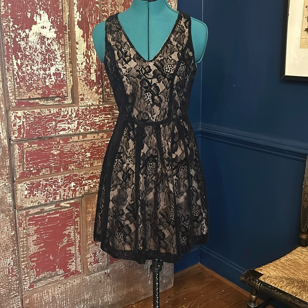 Black lace overlay dress
